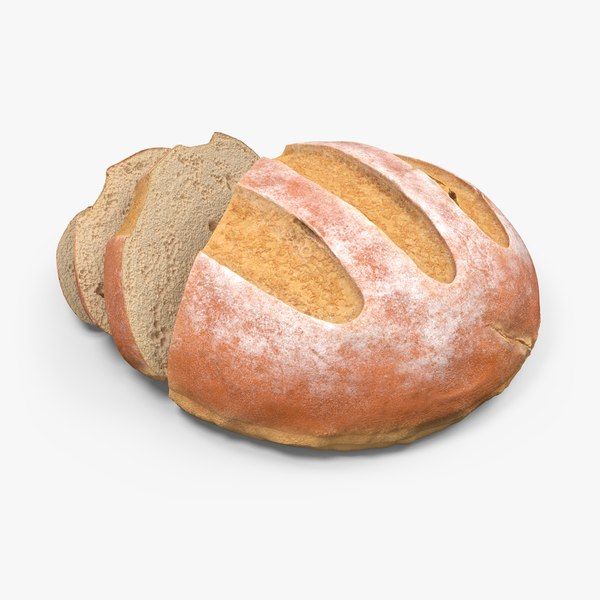 Round Loaf of Bread with Sliced Pieces model