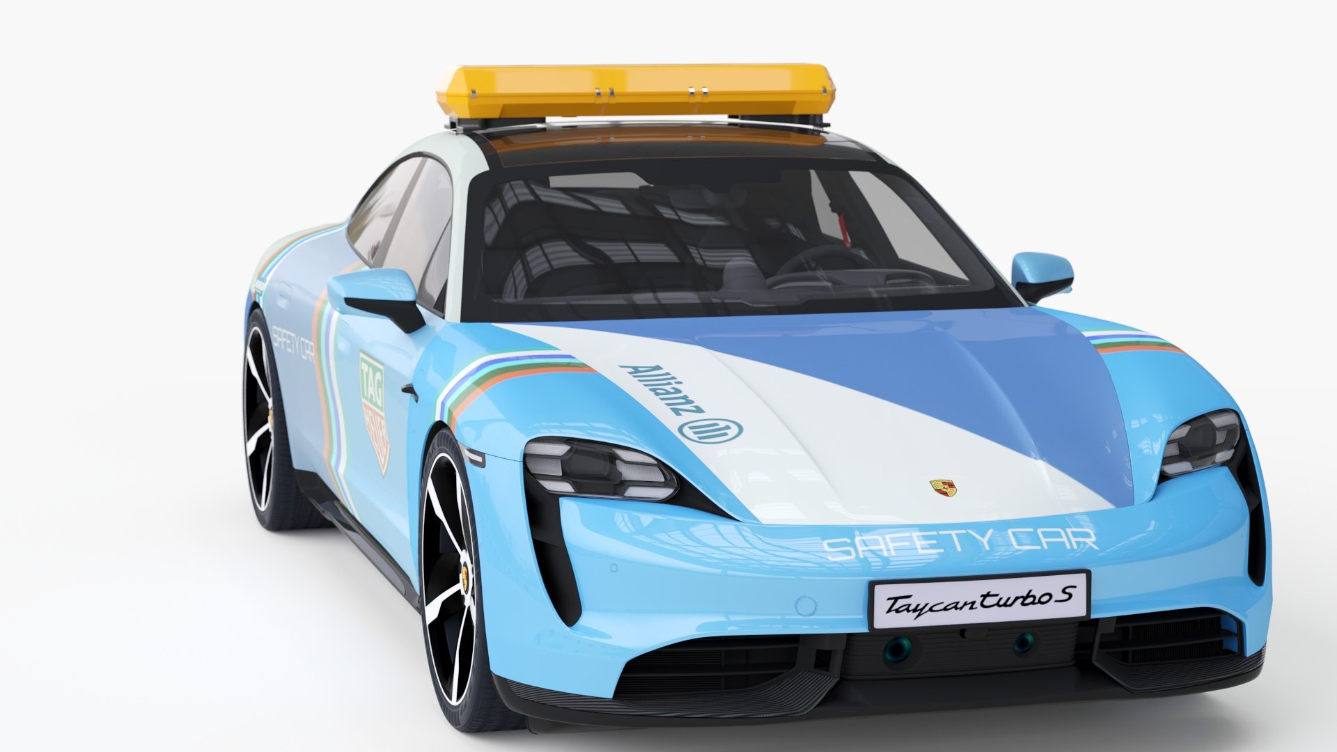Porsche Taycan Turbo S 2020 Safety Car Rigged 3D model preview