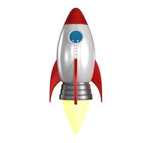 3D Cartoon Rocket Ship PBR