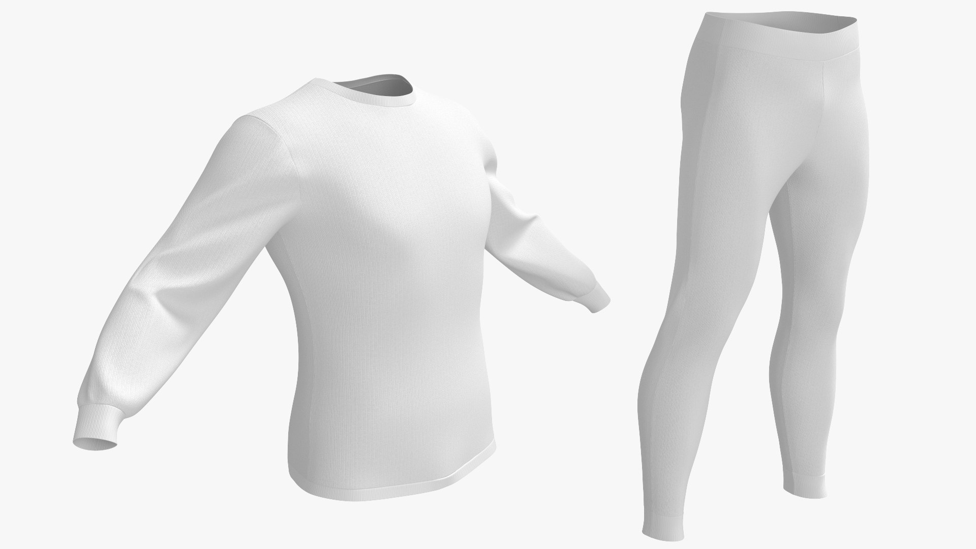 Stretch Thermal Clothing Set White 3D model preview