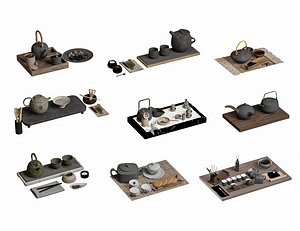 3D Chinese Tea Set Teapot Teacup Teawar model