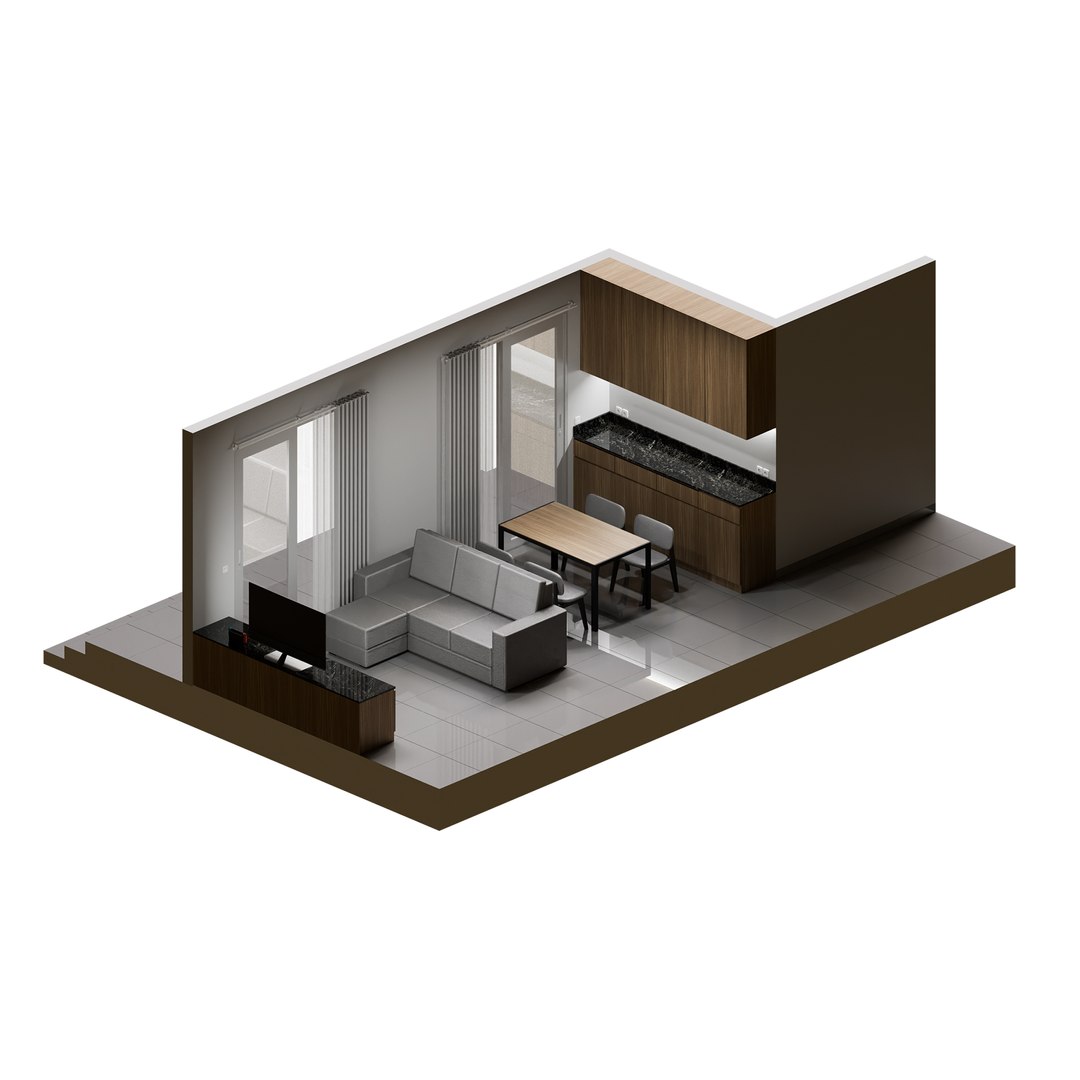 Isometric Living Room 01 3D Model - TurboSquid 2198170