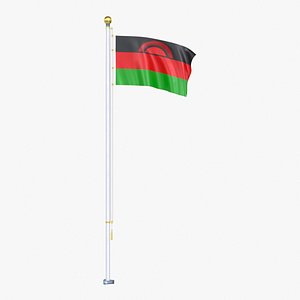 Malawi Flag Stand Pole Animated Loop