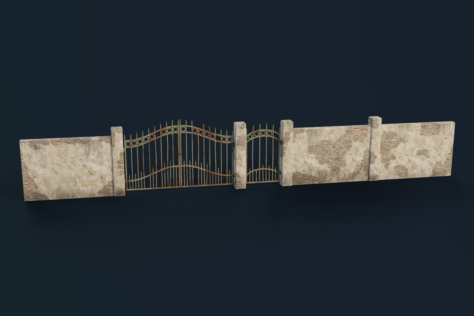 Stone Wall With A Gate 3D Model - TurboSquid 2259377