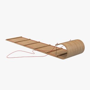 classic wooden toboggan obj