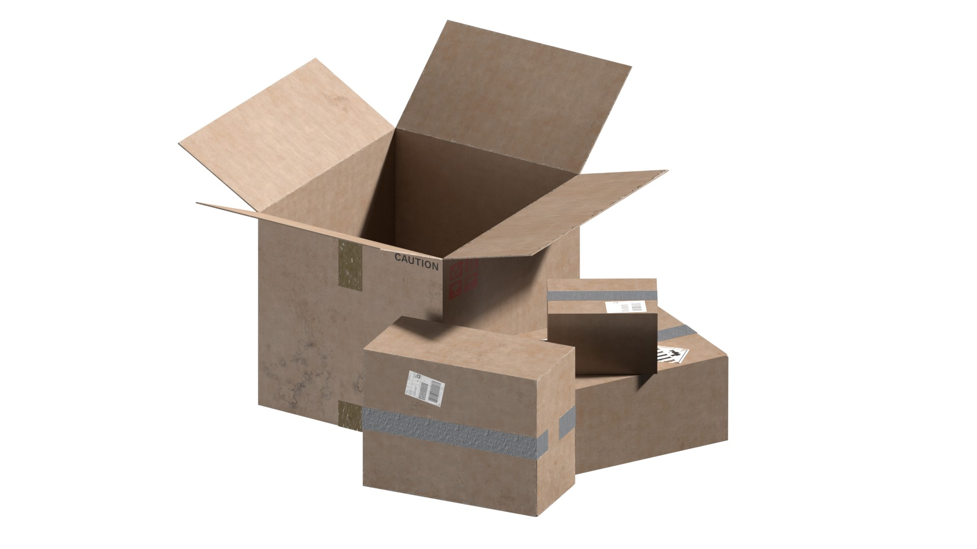 Cardboard Boxes Model TurboSquid 2052326