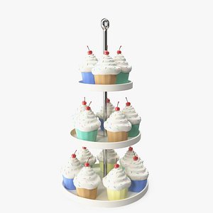 3D model cupcakes etagere