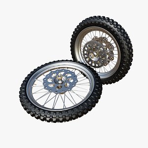 Off-Road Motorcycle Wheels - Front and Rear Detailed