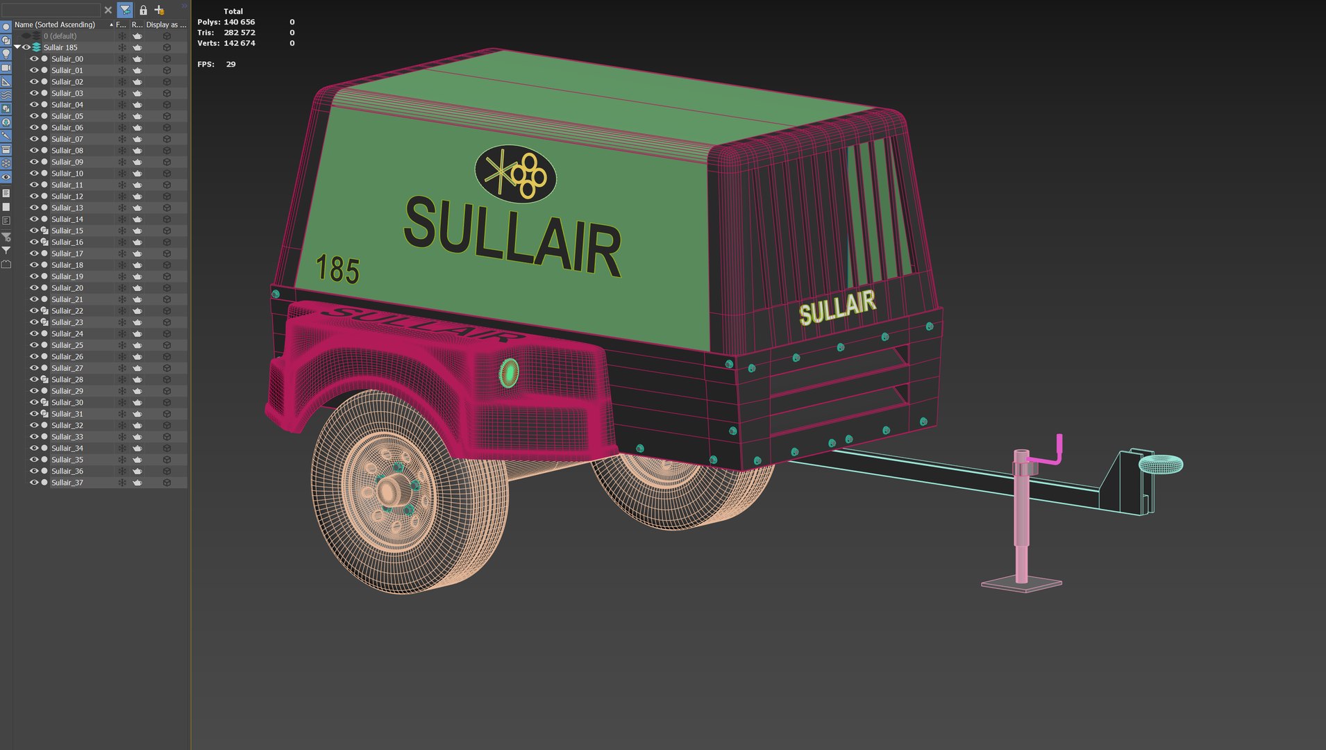 Portable Diesel Compressor Sullair 185 3D Model - TurboSquid 2213426