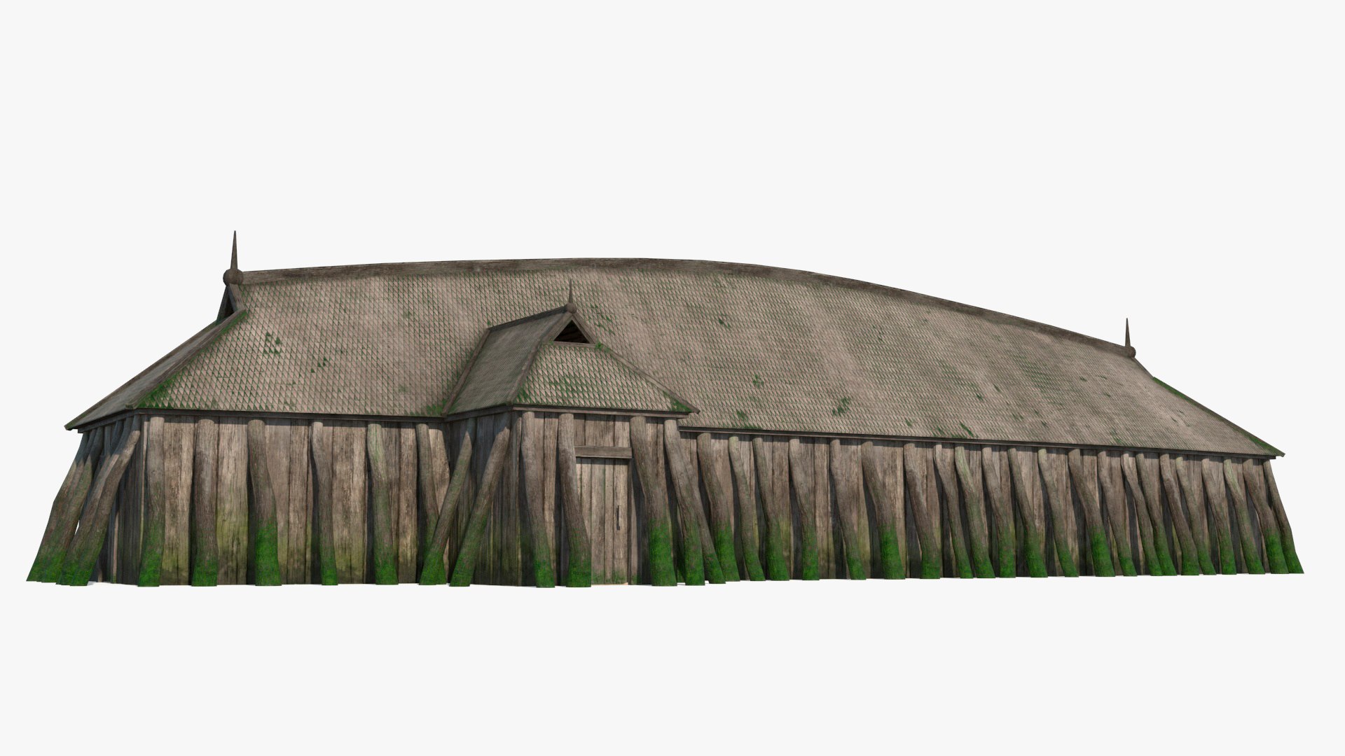 Aged Vikings Longhouse 3D model preview