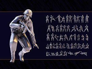 3D model WWII Soldier Set 04
