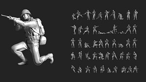3D model WWII Soldier Set 04
