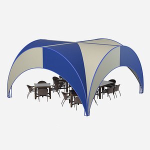 outdoor truss frame cafe 3d model