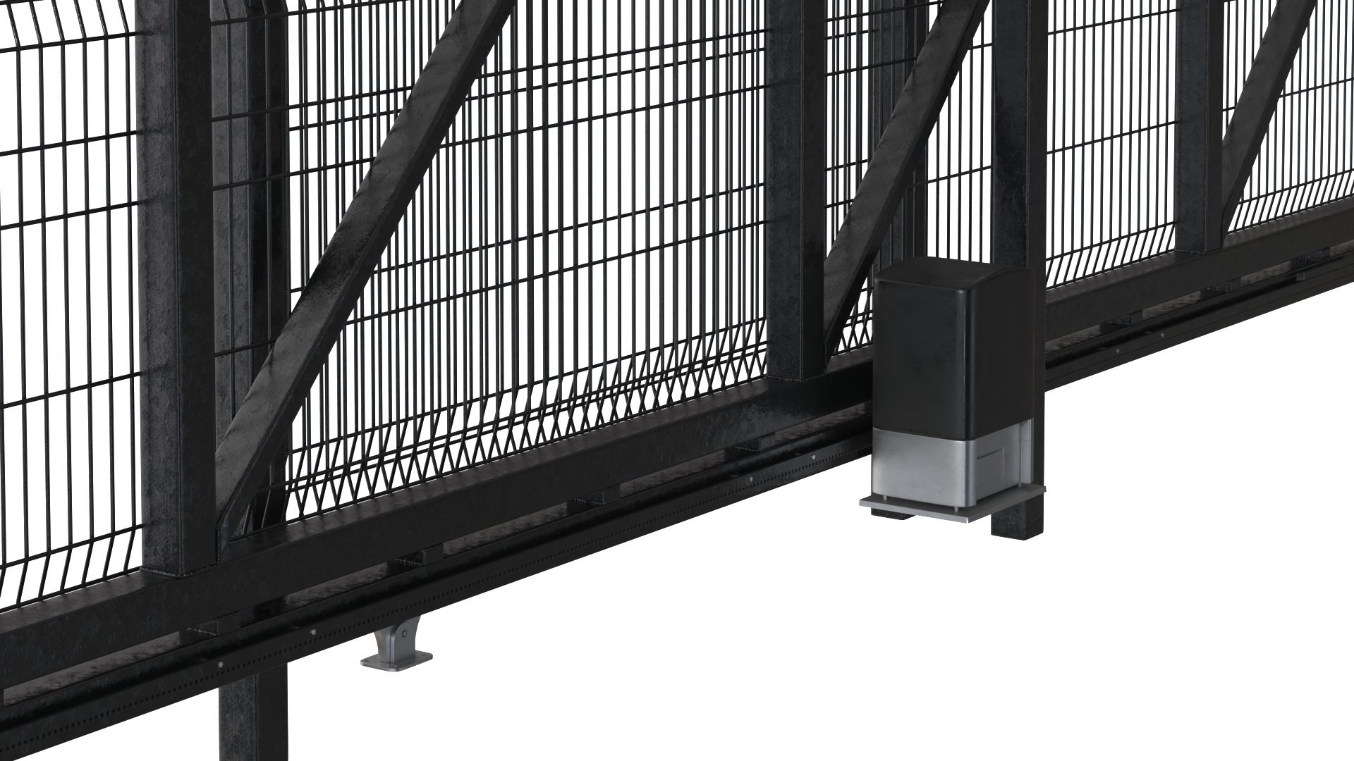 3D Model Industrial Metal Gate With Fence Open - TurboSquid 2344136
