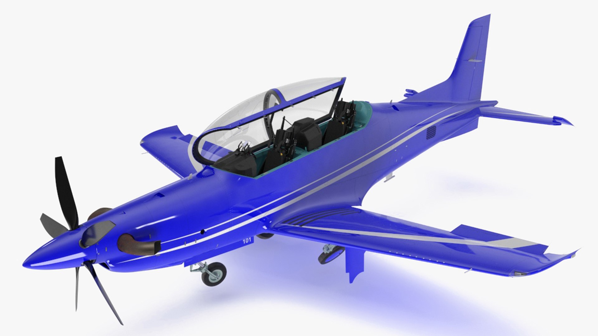 Training Aircraft Blue Rigged 3D model preview