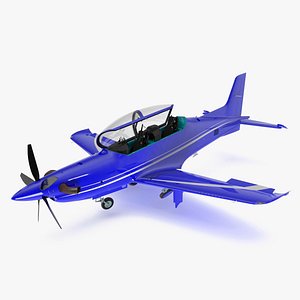 Training Aircraft Blue Rigged