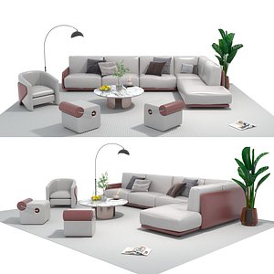 Leather sofa set14 3D model