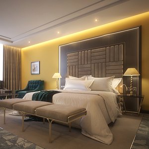 3D 6 hotel room scene model