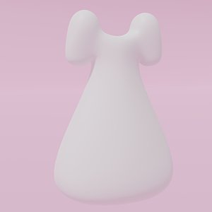 3D Cartoon White Dress model