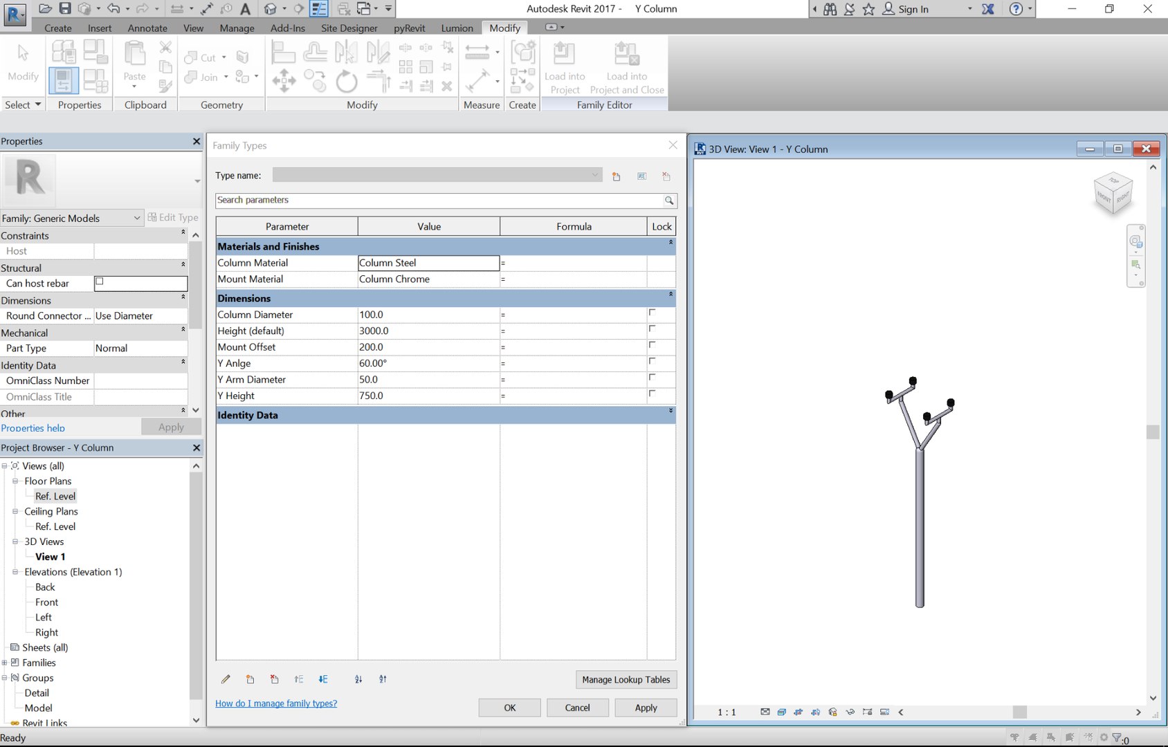 3D Parametric Y Column - TurboSquid 1305193