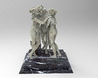 Statue Sculpture Three Nude-Woman Graces