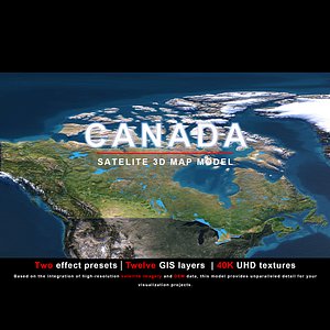 Canada Map - 40K Realistic Satellite Terrain - Elevation