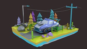 3D low poly car Cartoon Car collection toon vehicle animation character sport model