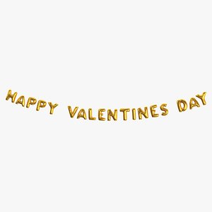 Foil Balloon Words Happy Valentines Day Gold