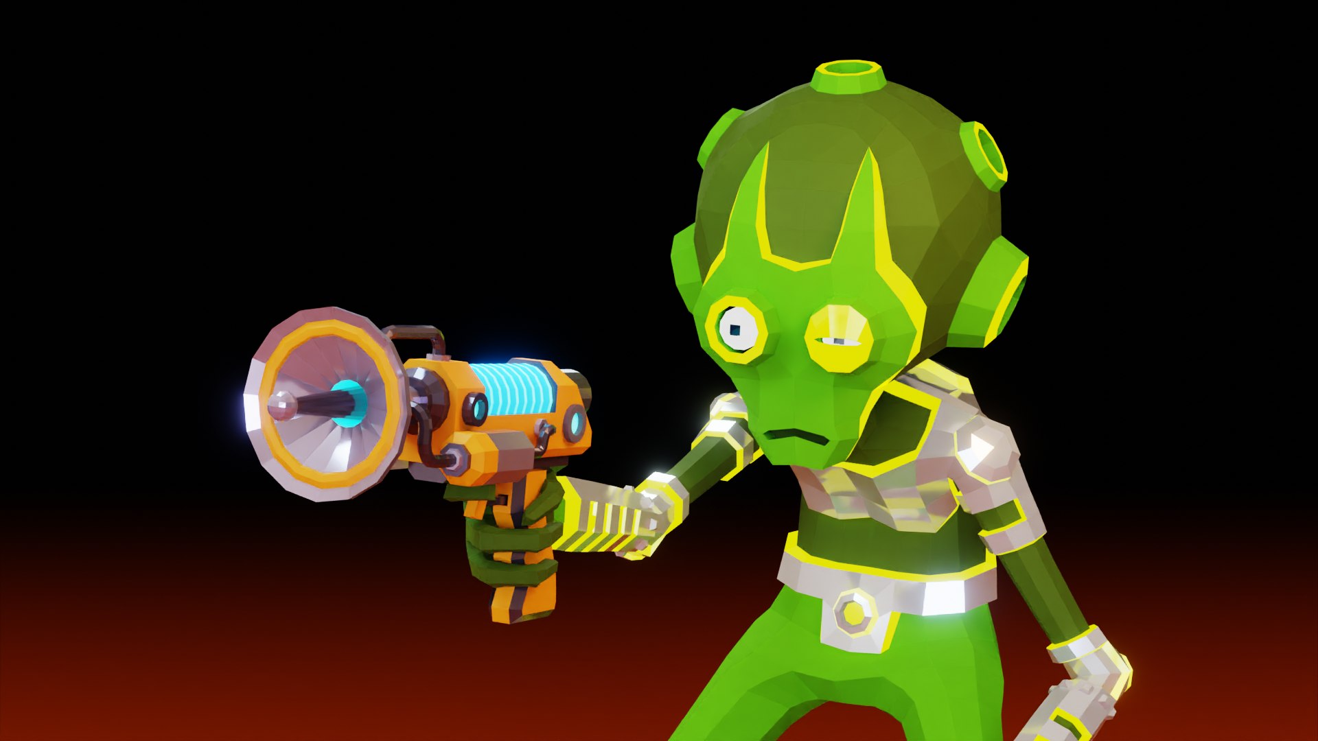 Alien With Blaster In Low Poly Style 3D Model - TurboSquid 2054394