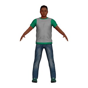 3D young latino child character model