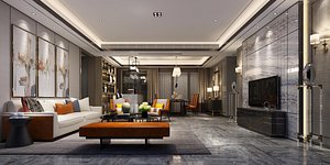 3D 80- New Chinese style living room