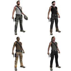 pack rigged guerrilla 3d model