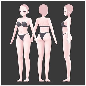3D model Anime Base Mesh - Female Character