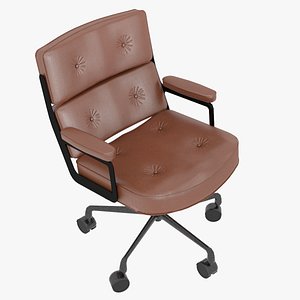 Eames Executive Chair Black Frame Dark Metal Red Leather 3D model