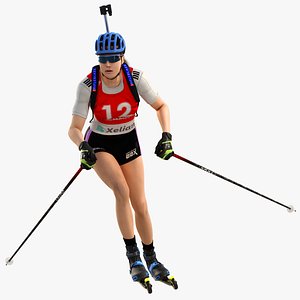 Female Summer Biathlete Animated HQ model