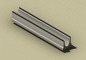 V100 Drain Channel 1000mm Open Concrete No Grate Modular 3D Model 3D model