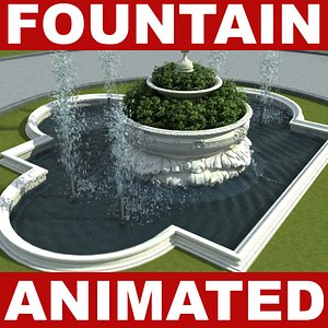 3d fountain water animation