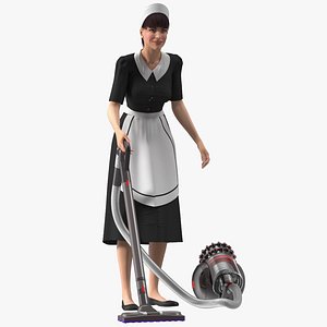 Housekeeping Maid with Dyson Big Ball Vacuum Cleaner Rigged for Modo