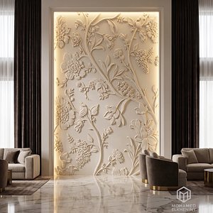 Classical Floral panel Relief Wall Mural STL CNC 104
