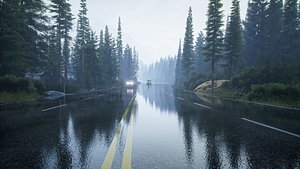 3D Rainy Day Highway
