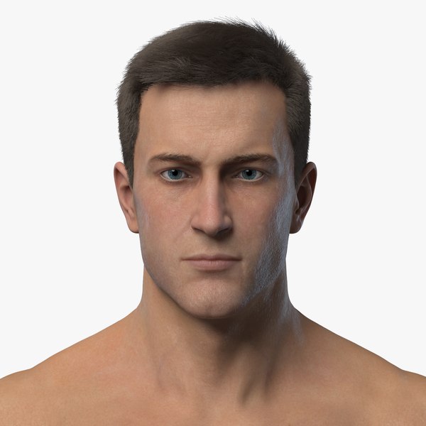 male character realistic hair 3D model