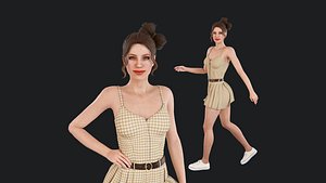 3D Ladies wearing camisole skirts