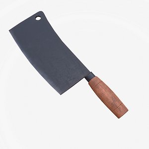 3D Old Vintage Meat Cleaver Knife Low-poly PBR