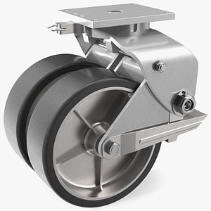3D Twin Wheel Swivel Caster with Brake
