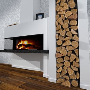 3d realistic fireplace