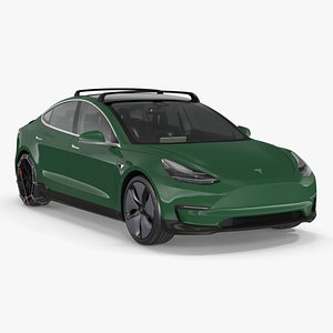 Tesla Model 3 with Wheel and Roof Accessories