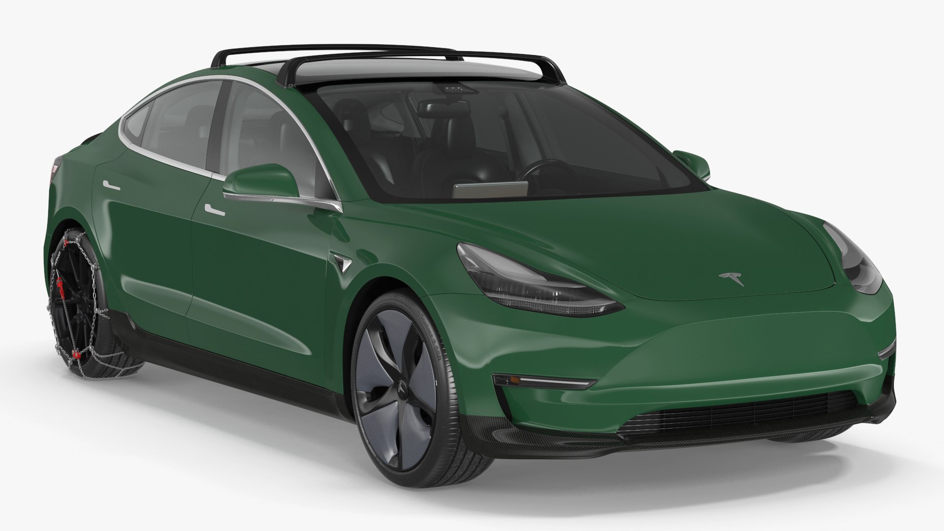 Tesla Model 3 with Wheel and Roof Accessories 3D model preview