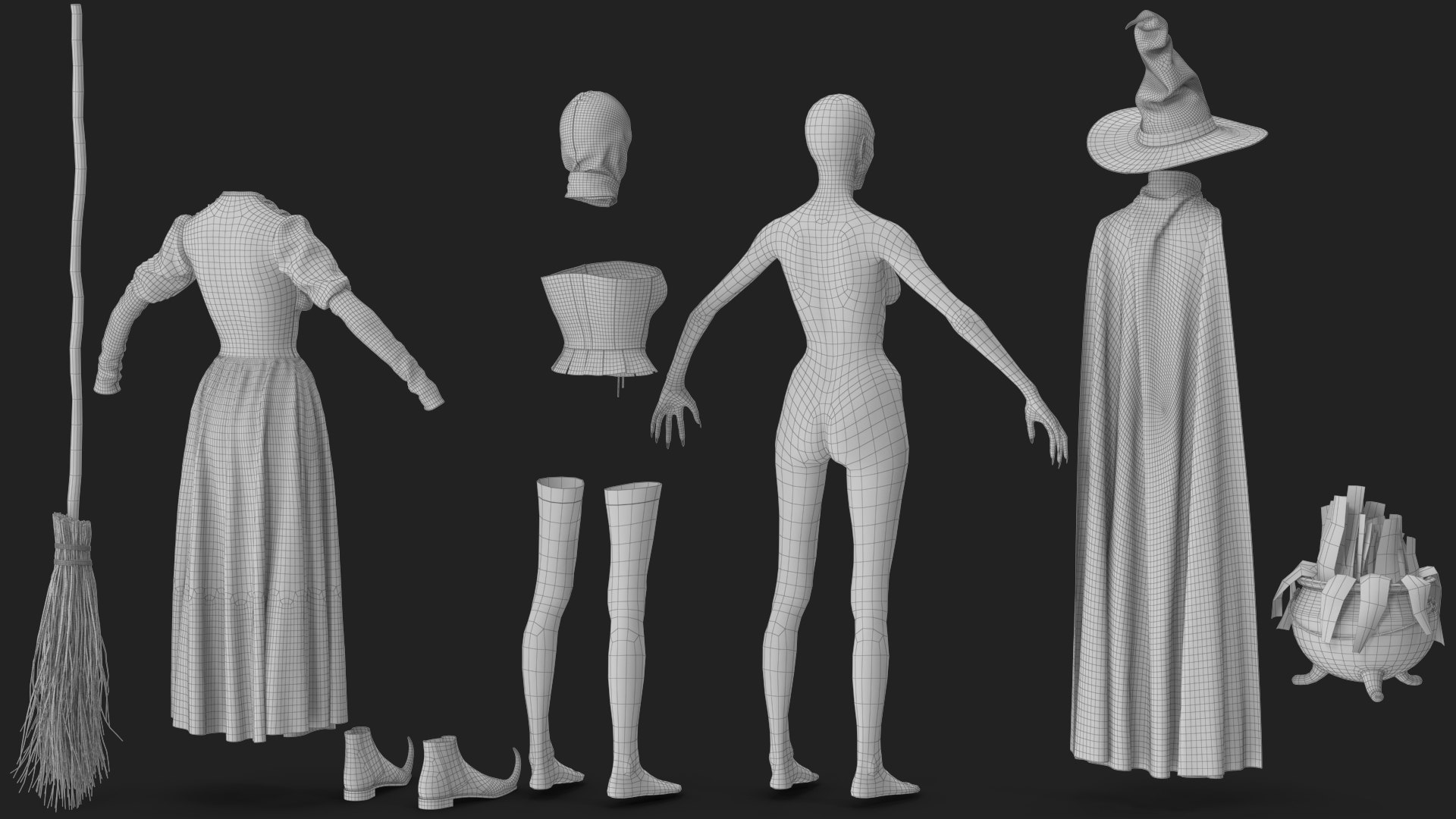 3D Witch 6 model https://p.turbosquid.com/ts-thumb/Ke/futC3k/9q/wireframe_07/jpg/1697612600/1920x1080/fit_q87/d44e7273f25a7d68b7a656fb7af562ad3f664069/wireframe_07.jpg
