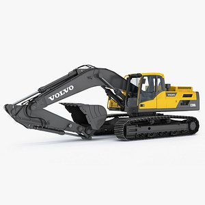 3D Tracked Excavator VOLVO EC300Dl Rigged model