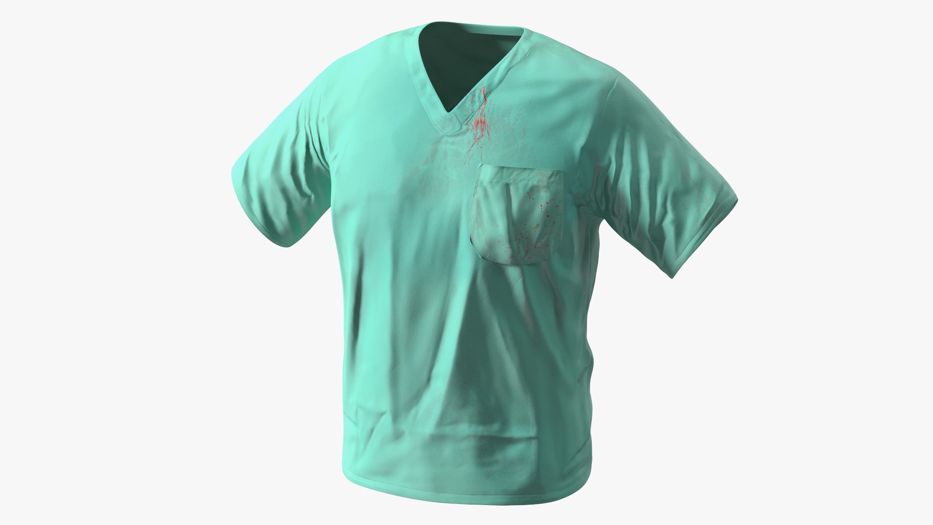 Surgeon Dress Pants and Shirt Scrub Blood Stained 3D model preview